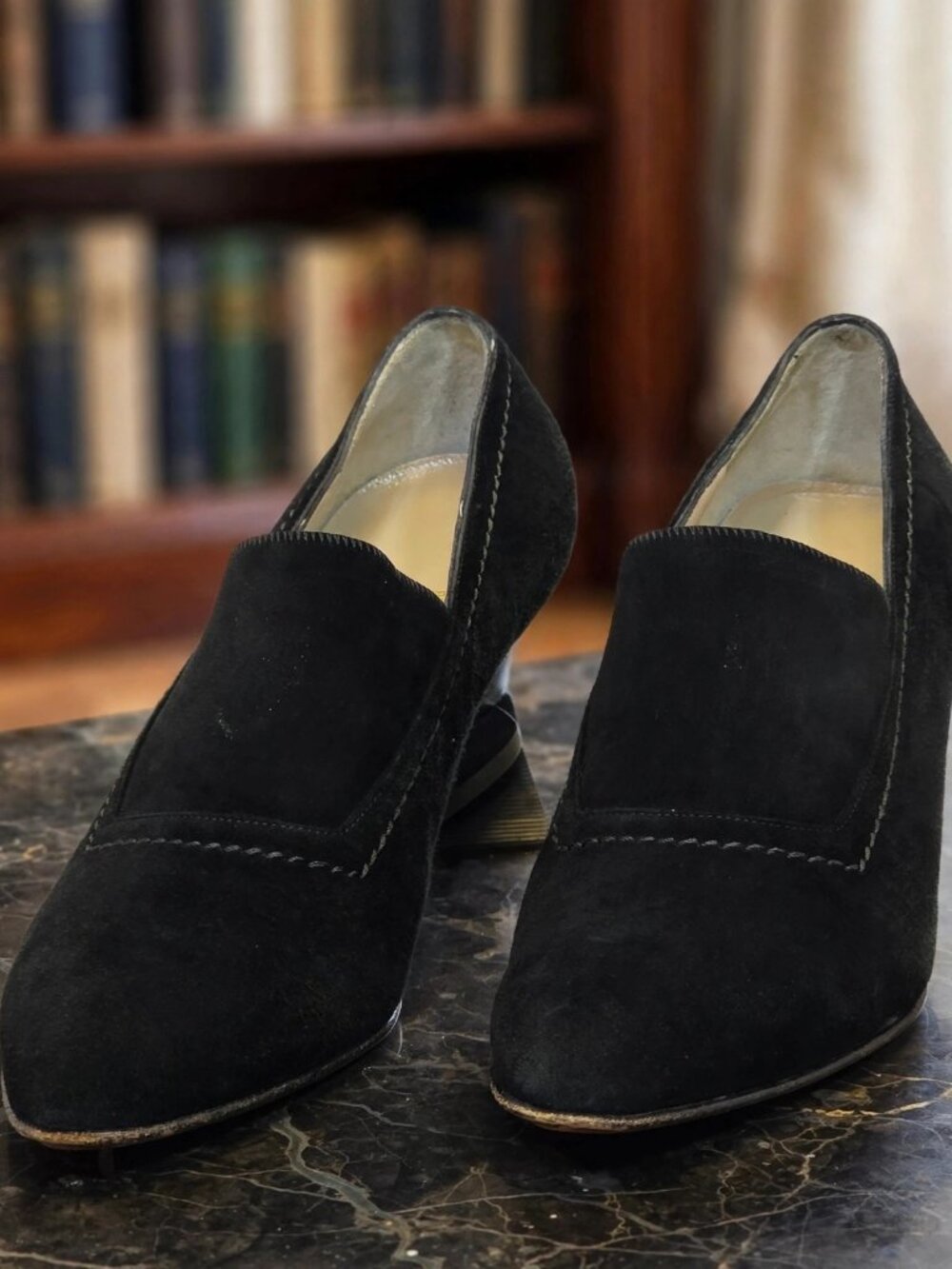 Salvatore Ferragamo Black Suede Loafers | 7.5 Narrow | Old Money Quiet Luxury